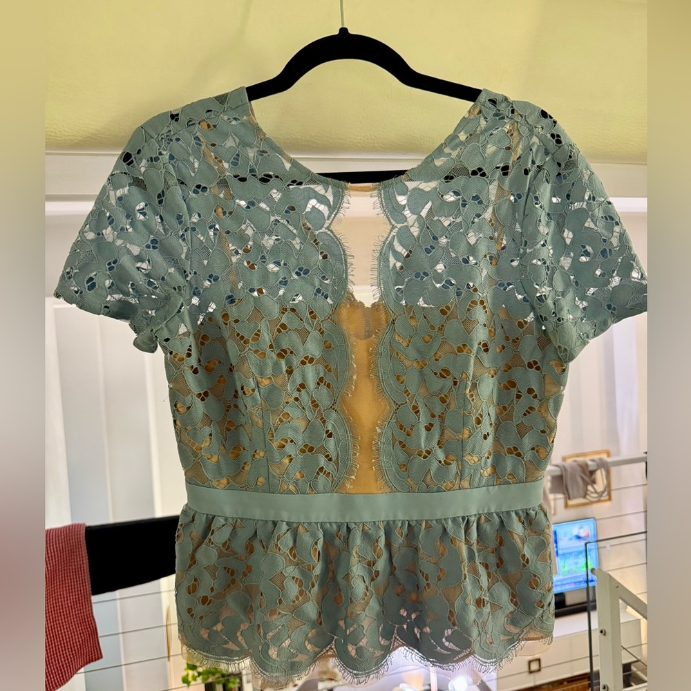 BCBG Blue Lace Peplum Too